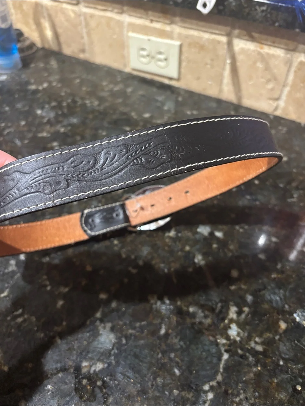Western leather belt and silver buckle!